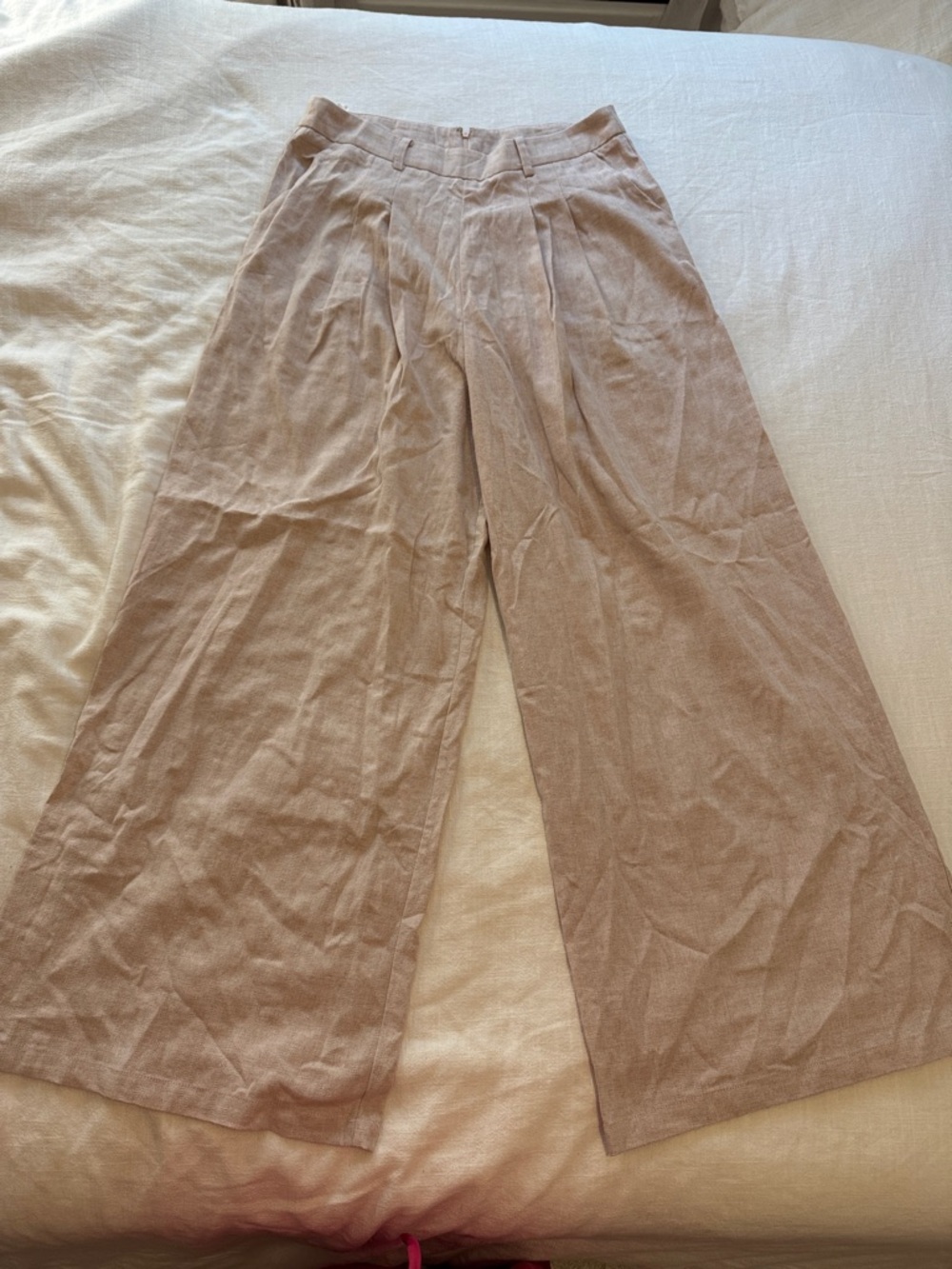 Commense Soft Beige Linen-Blend Pants